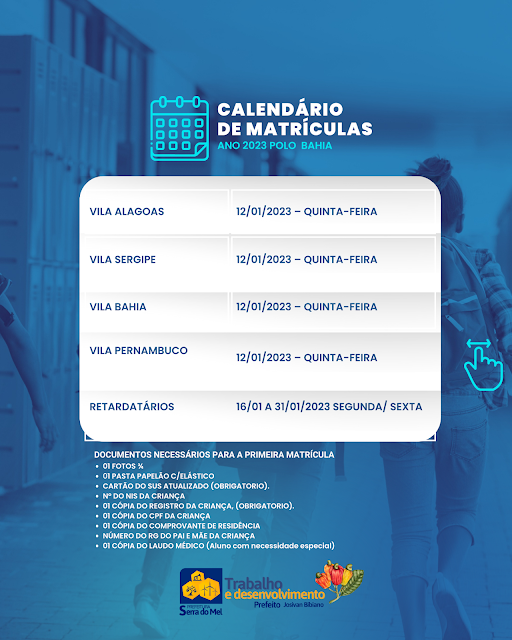 Prefeitura de Serra do Mel divulga calendário de matrículas.